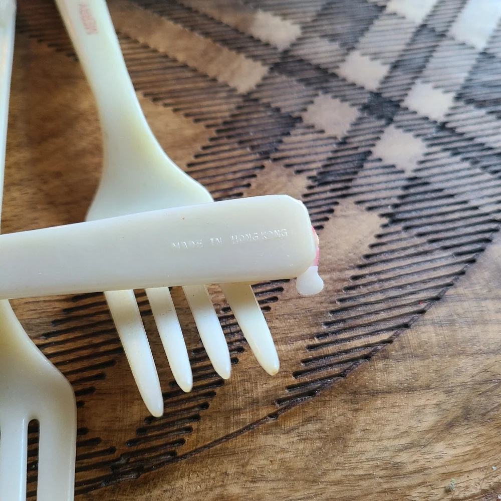 Vintage plastic Santa forks (set of 5)